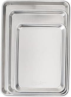 Naturals 3 Piece Baker's Delight Set, Natural Aluminium Baking Sheet with Superior Heat Conductivity, Premium Bakeware Made in The USA, Silver, Aluminum