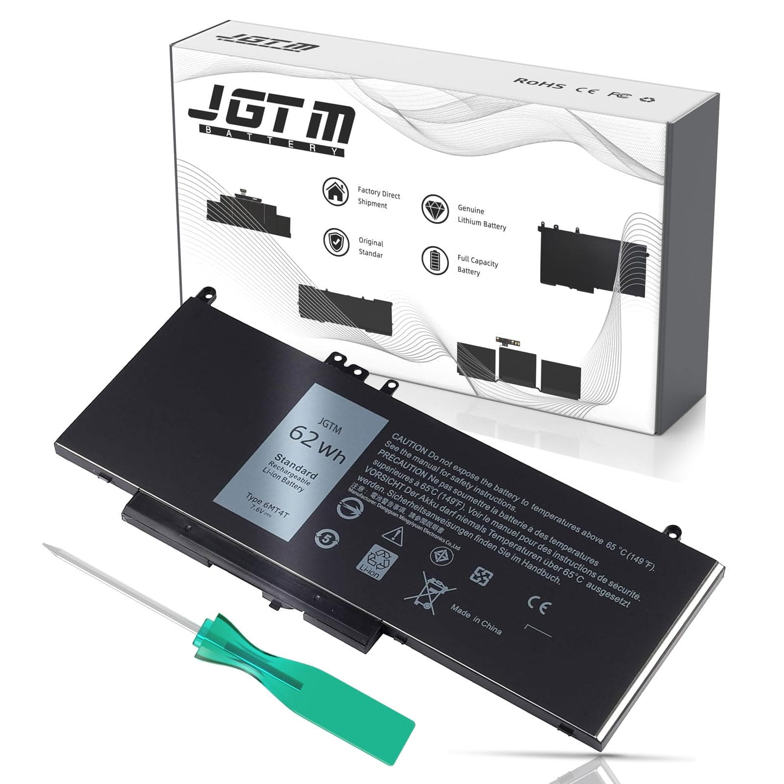 JGTM for Dell Latitude E5470 E5570 Battery Replacement, Model 62Wh 6MT4T Battery Compatible with Latitude 14 5470 E5470 15 5570 E5570 Precision 15 3510 M3510 Series Notebook
