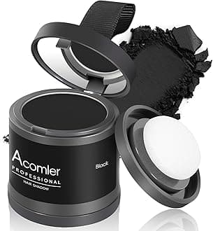 Acomler Instantly Root Cover Up Hairline Shadow Powder,Root Touch Up Hair Color 0.35 Ounce for Thinning Hair, Grey Hair Coverage Hair Powder for Women Men with Eyebrows,Beard Line,Bald Spots (Black)