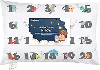 Toddler Pillow with Pillowcase - 13X18 Soft Organic Cotton Baby Pillows for Sleeping - Machine Washable - Toddlers, Kids, Infant - Perfect for Travel, Toddler Cot, Bed Set (Kea123)