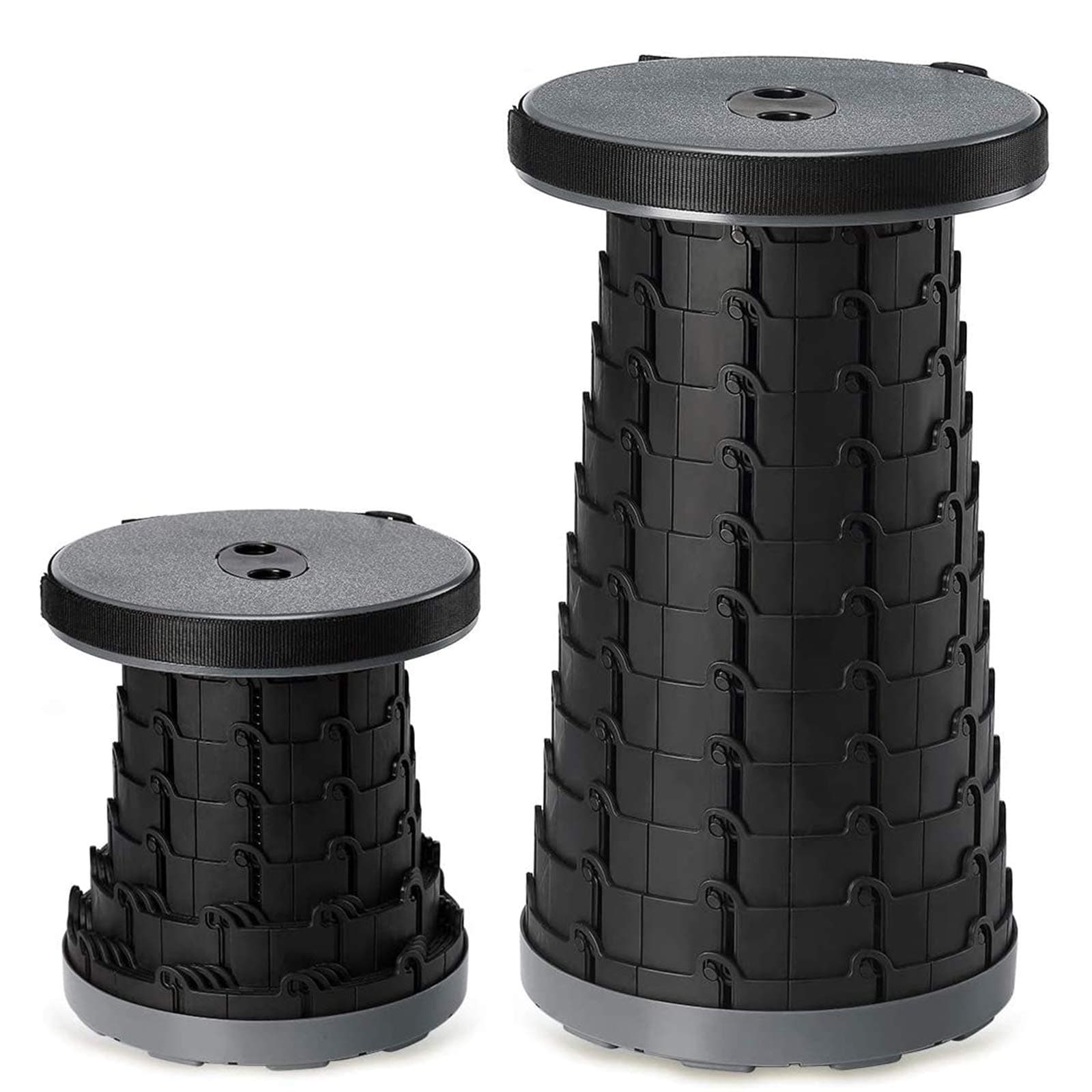 GNEGNI Retractable Folding Stools, Adjustable Height Sturdy Portable Lightweight Plastic Queue Stool for Outdoor Travel Camping Fishing Garden Home Folding Stool - Black