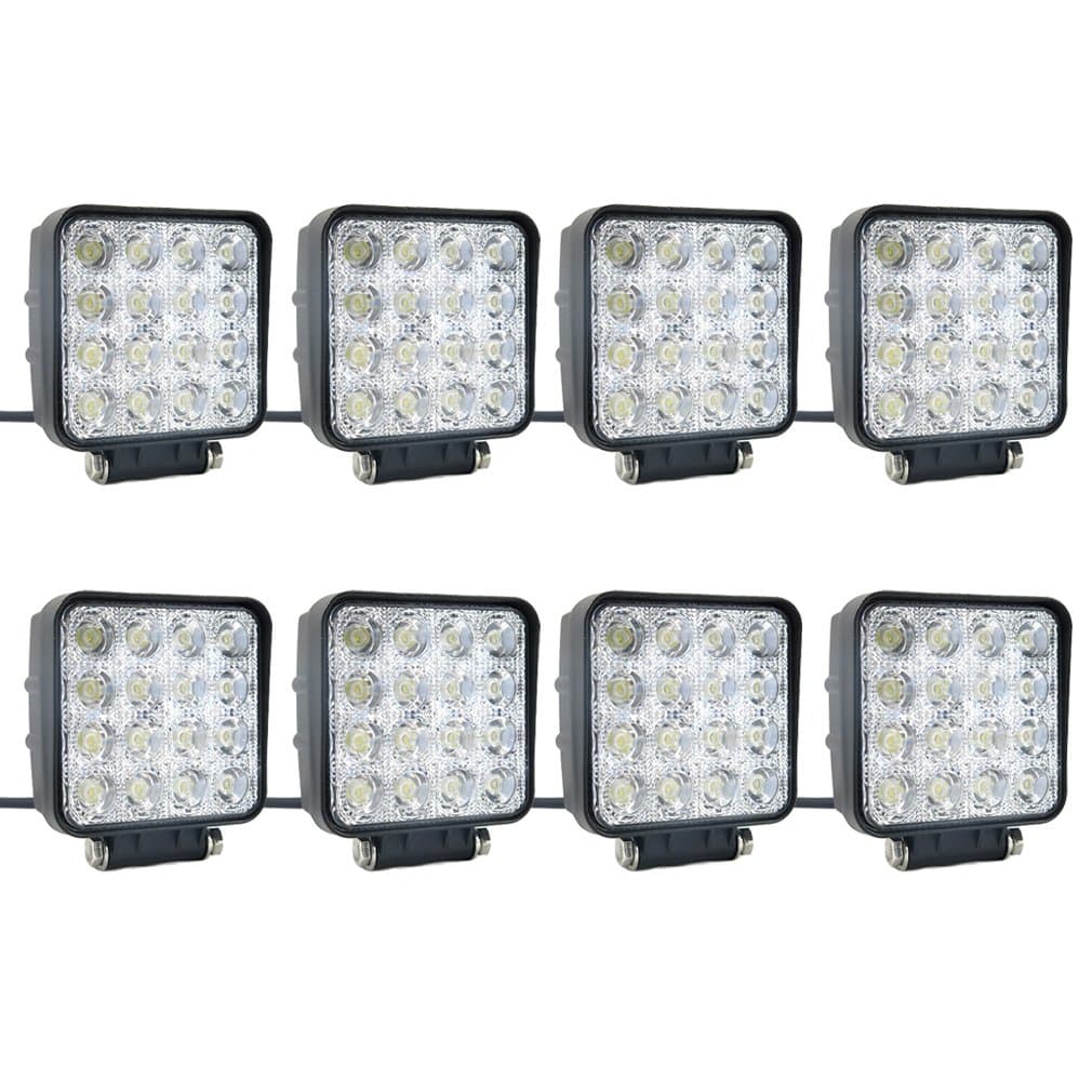8 pcs one pack 48w 30 Degree LED flood Beam Lights Square Off-road bulb lamp light fog lighting exterior For Jeep Cabin/Boat/SUV/Truck/Car/ATV/Vehicles/automative/jeep/Marine