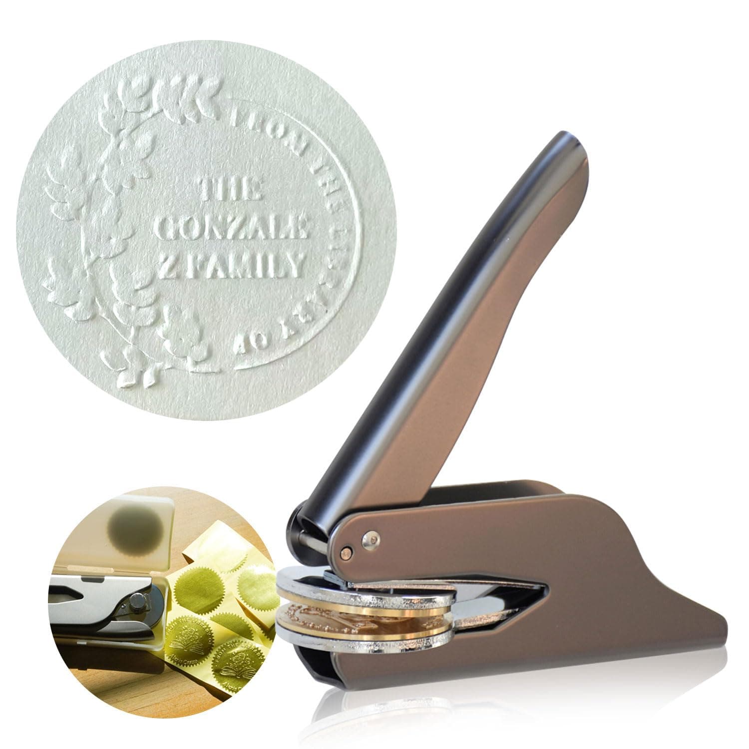 Personal Embosser Stamp, Book Embosser Personalized with Monogram, Custom Embosser for Book, Envelope, Card, Sticker, Ex libs for Book Lover, From the library of Book Stamp with 10Stickers(Magic Ivy)