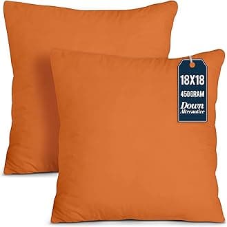 Utopia Bedding Throw Pillows Insert (Pack of 2, Orange) - 18 x 18 Inches Bed and Couch Pillows - Indoor Decorative Pillows