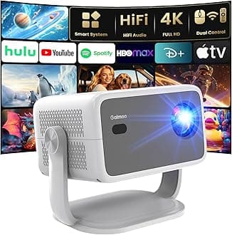 Projector [Auto Focus/360° Rotatable Stand] 4K Projector with Wifi and Bluetooth 1080P Native, Compatibile with TV Stick/Memory Stick/Laptop, Smart Home Outdoor Projector Gery