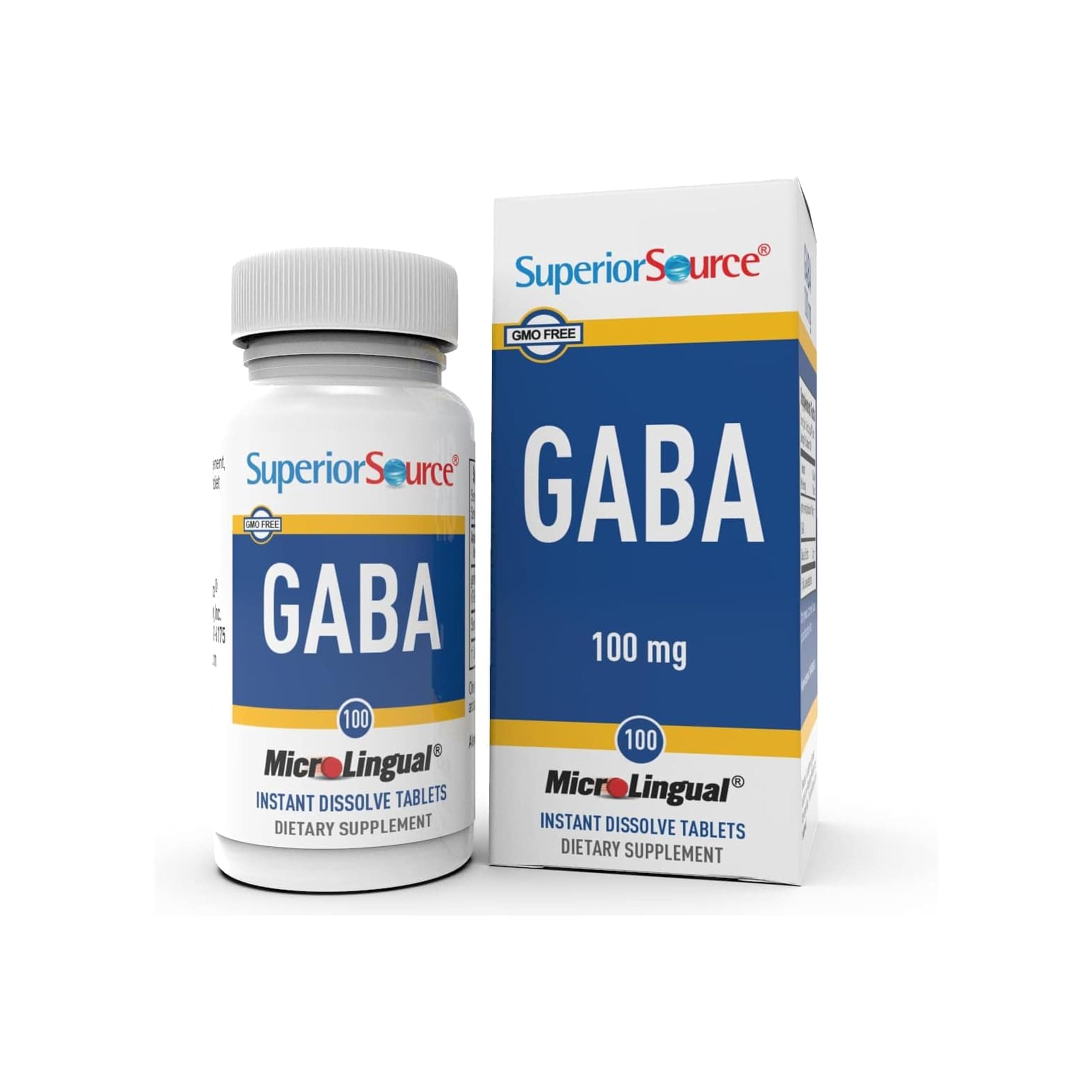 Superior Source GABA 100 mg - Brain & Nervous System Support Supplement - Gamma-Aminobutyric Acid Supplement Aids Healthy & Relaxed Sleep - Bariatric Friendly - 100 Sublingual Dissolving Tablets