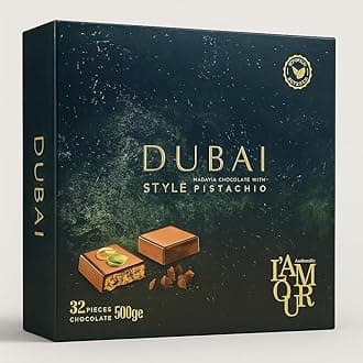 Dubai Kadayif Chocolate with Style Pistachio, 500g – Premium Turkish Dessert with Rich Chocolate Coating, Crunchy Kadayif Layers, and Pistachio Topping, Perfect for Gifting or Sharing