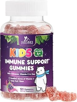 Kids & Toddler Immune Support Gummy with Vitamin C, Zinc & Echinacea, Daily Childrens Immune Support Vitamins for Children Ages 4 and Up, Vegan & Non-GMO, Natural Berry Flavor - 120 Gummies