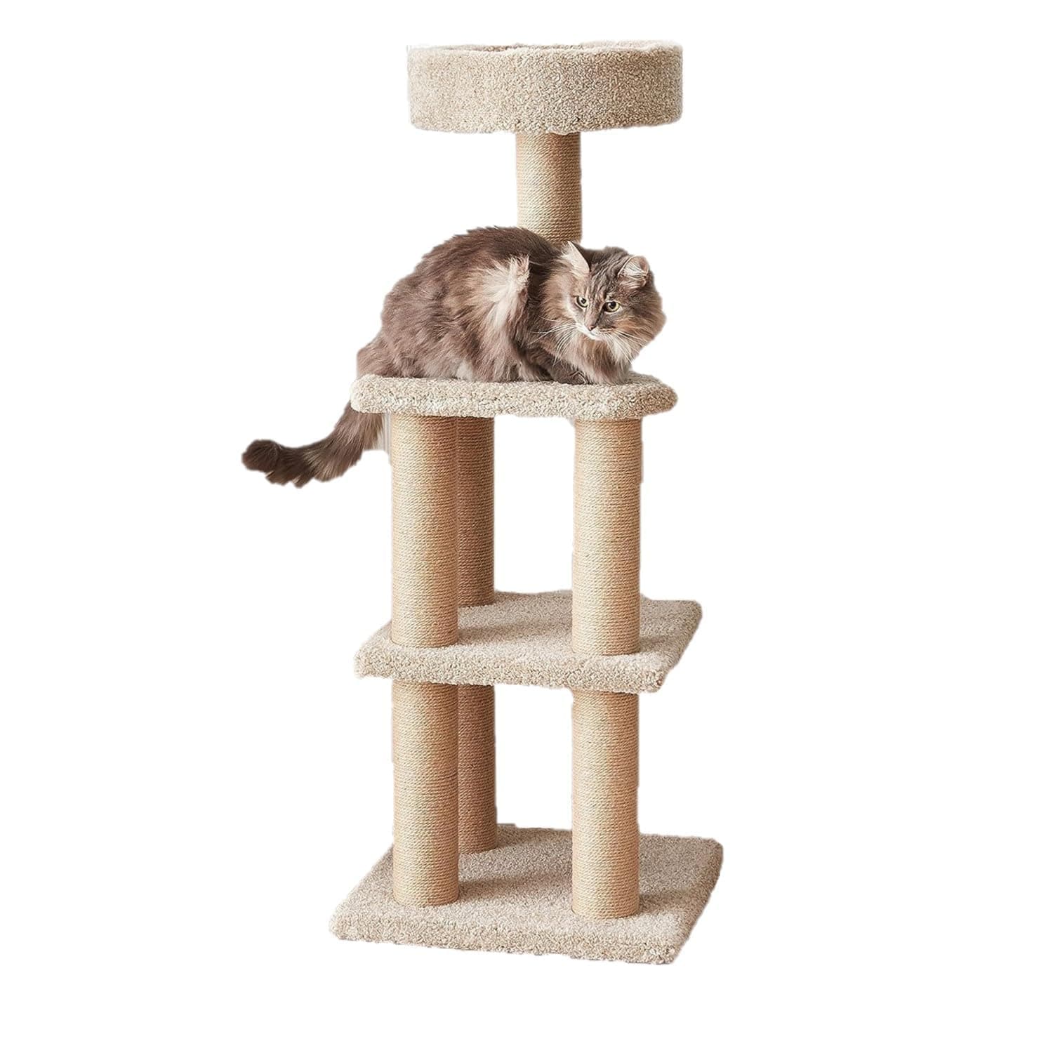 Cat Tree Tower - Multi-Level Climbing Activity Center for Indoor Cats & Kittens with Scratching Posts, Platform, Jute Rope, Large (45.9"H), Beige