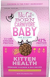 Tiki Cat Born Carnivore Baby Kitten Health Dry Cat Food, Deboned Chicken & Egg, 2.8 lbs. Bag