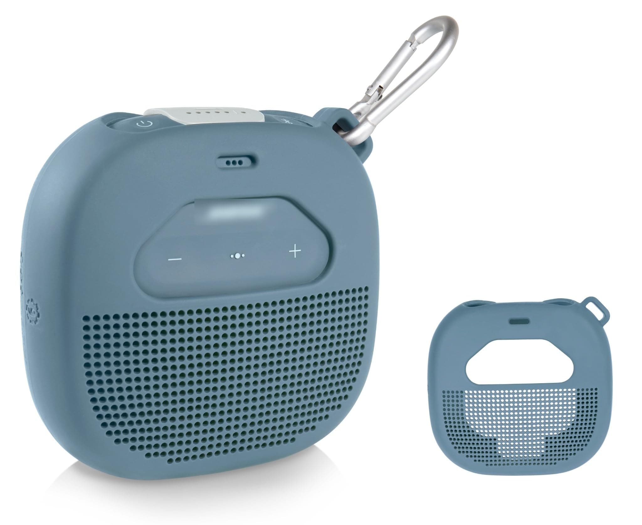 Feature Protective Case for Bose SoundLink Micro Bluetooth Speaker by WGear, Featured Design with mesh Pocket for Cable and Other Accessories, Elastic Strap to Secure Device (Stone Blue), WG012299