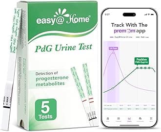 PdG Test Strips: 5 Pack - Track Ovulation Insights with Progesterone Urine Tests – at Home Fertility Test for Women with Premom Ovulation App - PdG (Pregnanediol Glucuronide) Tests