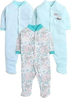 EIO® 100% Cotton Rompers/Sleepsuits/Jumpsuit/Night Suits for Newborn Baby Boys & Girls Pack of 3