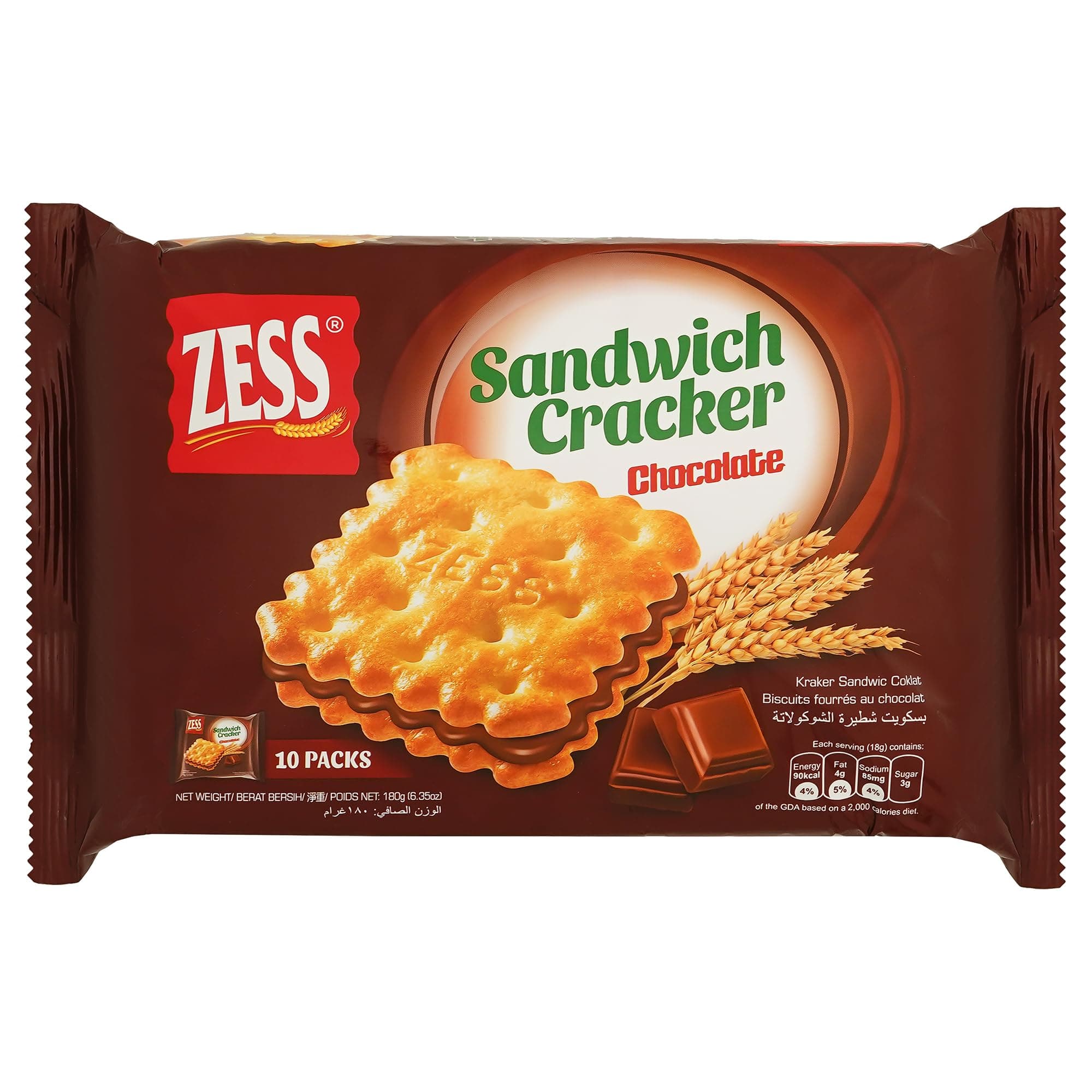 Zess Chocolate Sandwich Cracker, 180 g