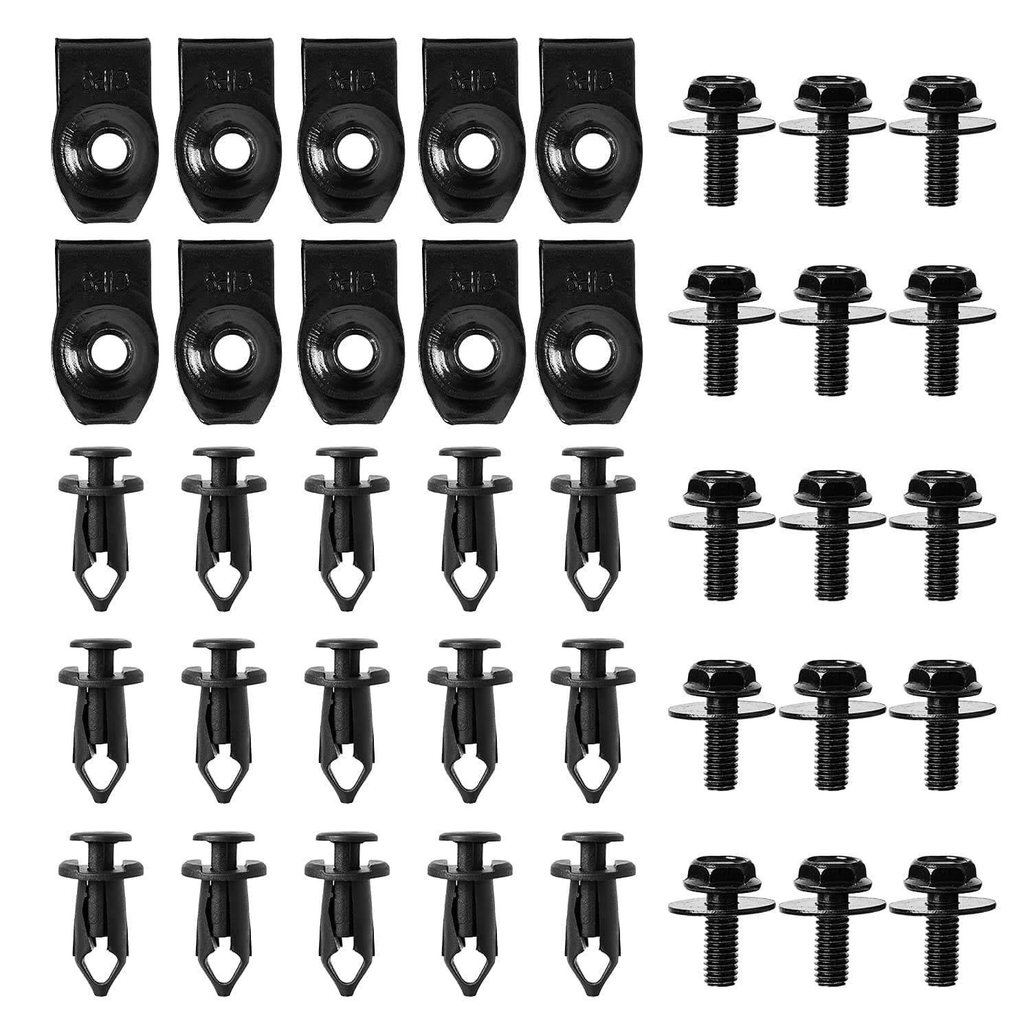 40Pcs Engine Under Cover Splash Shield Guard Body Bolts Bumper Fender Liner Push Retainer Fastener Rivet Clips Extruded U-Nuts Compatible with Nissan 350z 370z Infiniti G35 G37 EX35 FX35 FX45