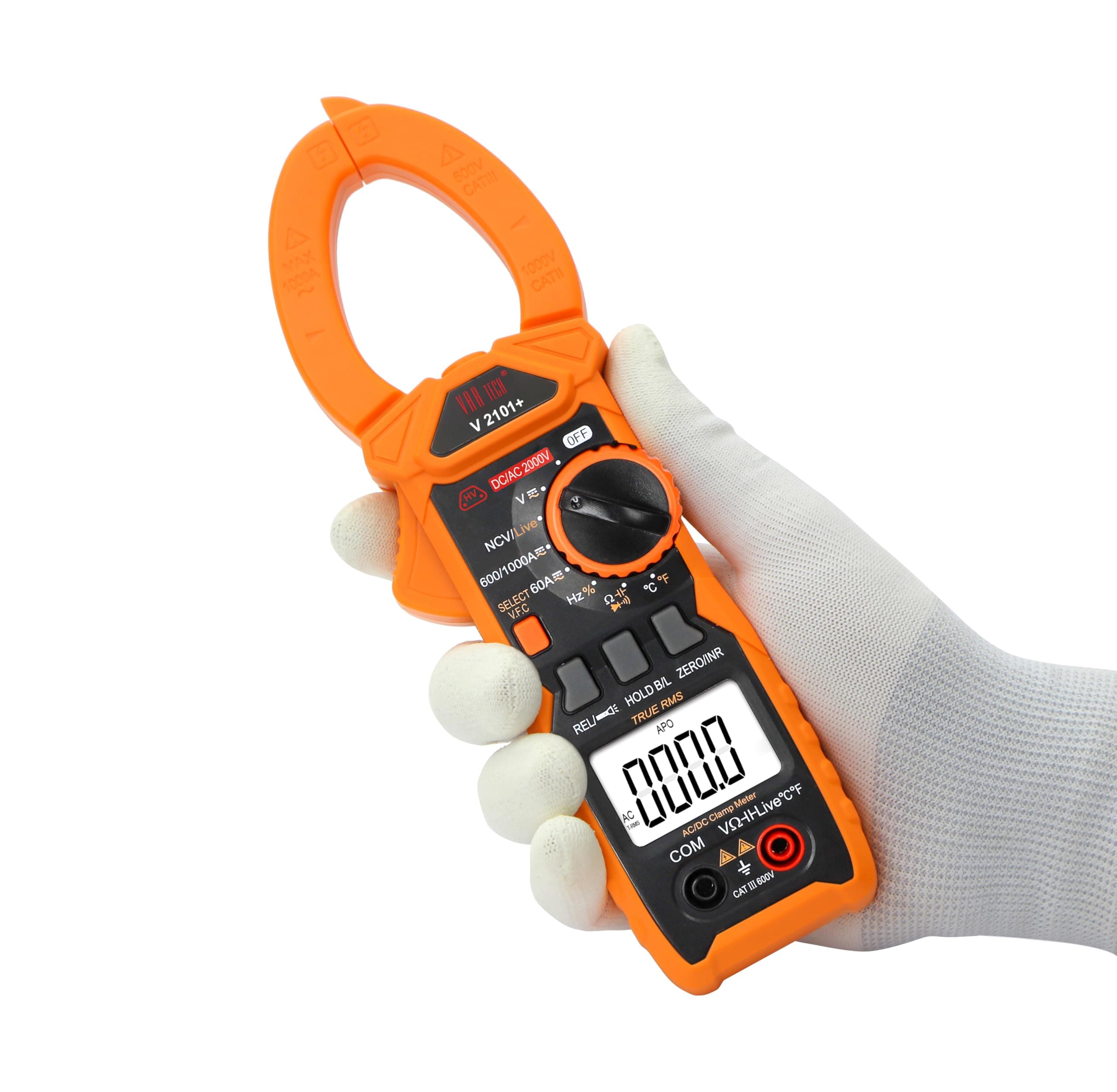 - VAR TECH Digital Clamp Meter V 2101+ True RMS 1000 A AC DC 2000 V AC DC Auto ranging, 6000 Counts, High precision with NCV, VFC, In Rush current, Temperature, Frequency, Live test etc