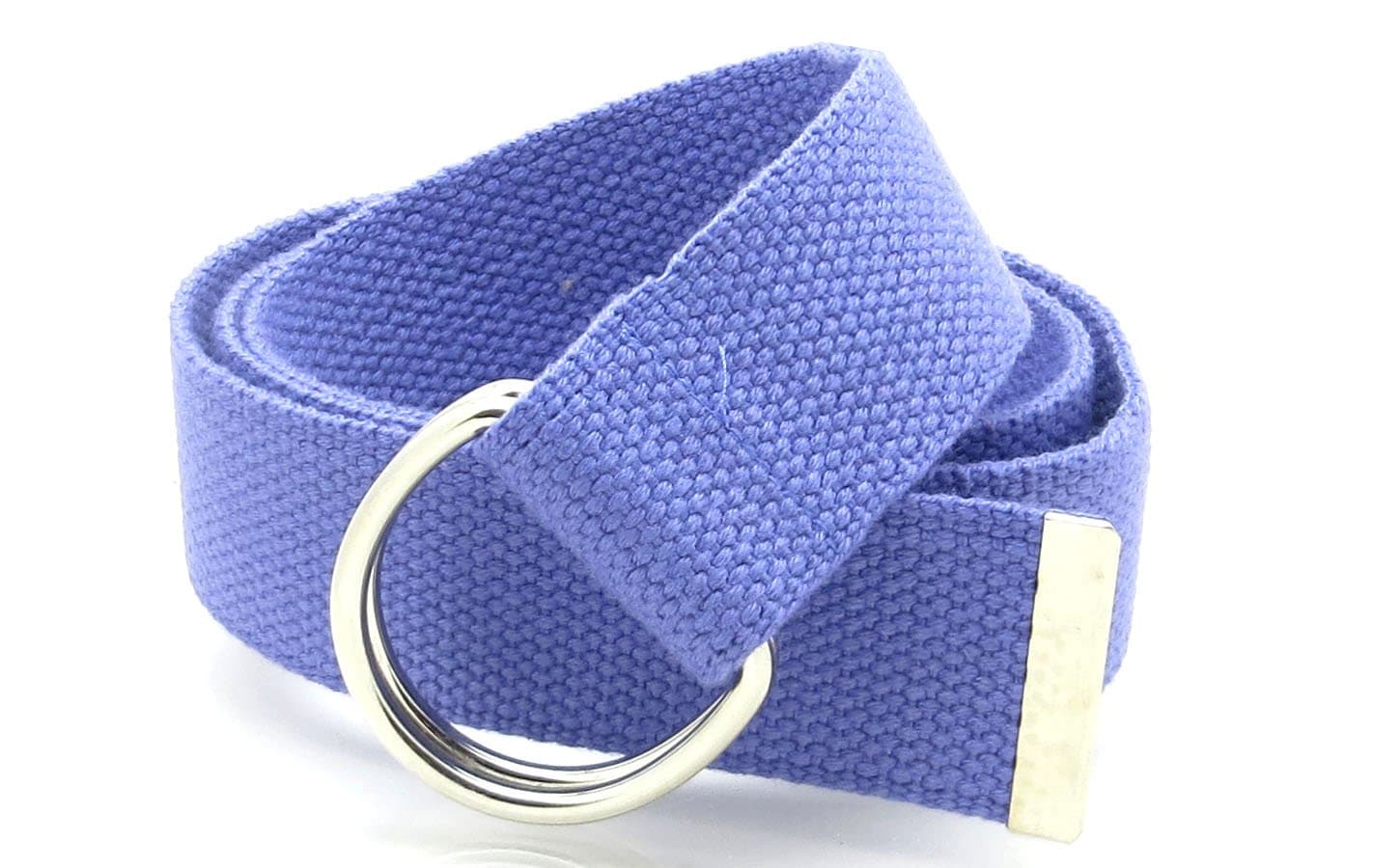 Canvas Web Belt Double D-Ring Buckle 1.5" Wide with Metal Tip Solid Color (Purple M)