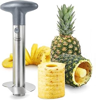 Pineapple Corer, [Upgraded, Reinforced, Thicker Blade] Newness Premium Pineapple Corer Remover, Stainless Steel Pineapple Core Remover Kitchen Tool with Sharp Blade for Diced Fruit Rings, Gray