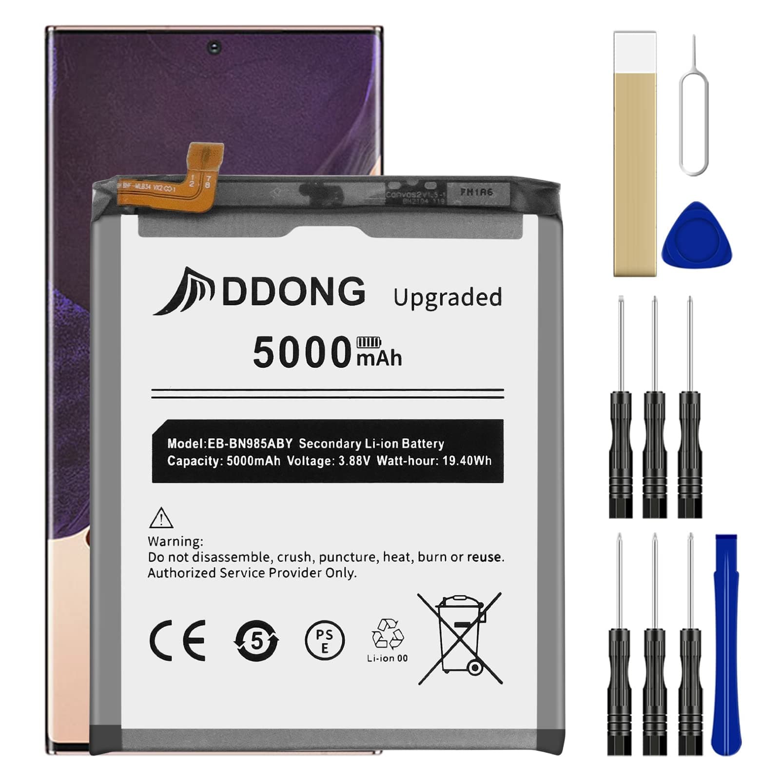 for Samsung Galaxy Note 20 Ultra Battery Replacement, [5000mAh Upgraded] EB-BN985ABY Battery for Galaxy Note 20 Ultra 5G SM-N985 N985U/U1/A with Repair Tool Kits