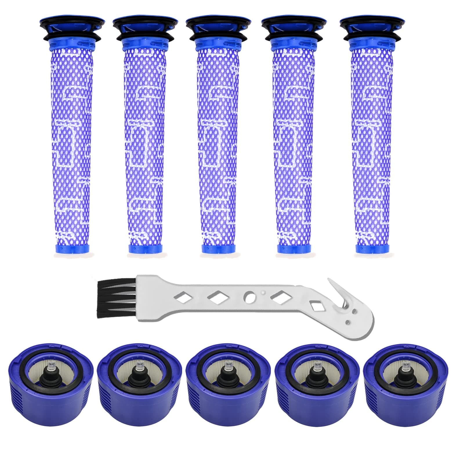 11 Packs Accessories Replacement for V6 Absolute Vacuums V6 Absolute Cordless Stick Vacuum Part 965661-01 & 966741-01 (5 HEPA Vacuum Filter & 5 Pre Filter & 1 Brush)