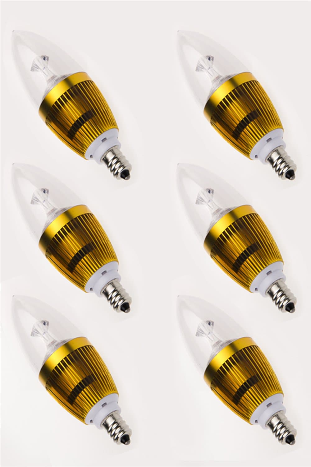 AUSKY6 Pack 3w E12 Base Ip45 Daylight 6500k LED Bulb Candelabra Base Candle Light Bulb Safe PC Cover 270 Lumens AC85-265V