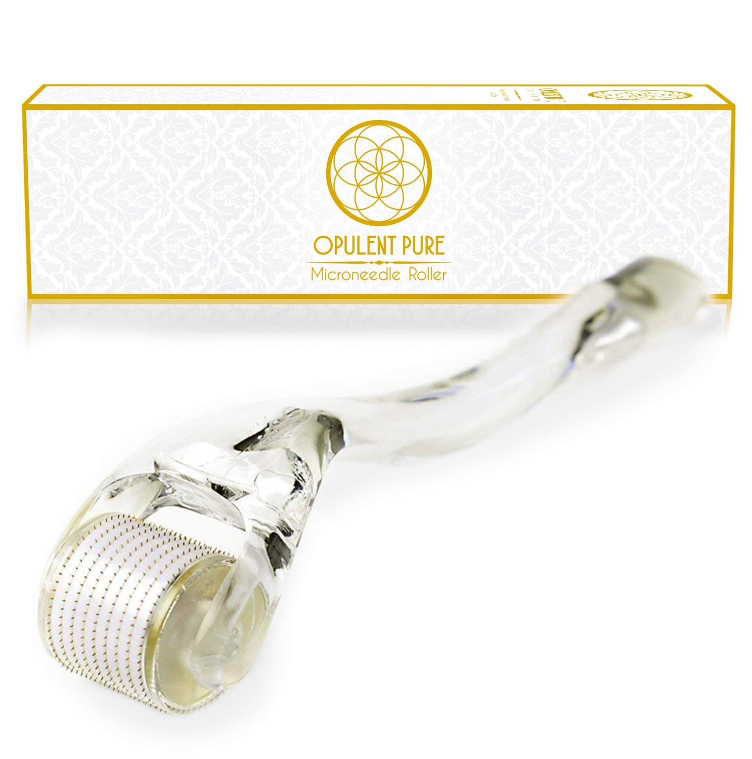 Opulent Pure Derma Roller Kit - 0.30mm Microneedle Roller for Face - 540 Gold Titanium Micro Needles - Includes Hard Case and Instructional Book