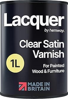 Hemway - Premium Clear Satin Protective Lacquer Paint | Multi-Surface Sealant for Interior & Exterior Furniture & Surfaces | Waterproof & Weatherproof, Fast-Drying Top Coat | 1 L