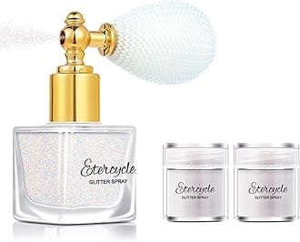 Etercycle White Body Glitter Spray, Shimmering Spray Powder Sparkle Powder, Cosmetic Shimmer Makeup Glitter for Hair and Body Face Clothes Nail Art Craft Design Easter Christmas Halloween Crafts