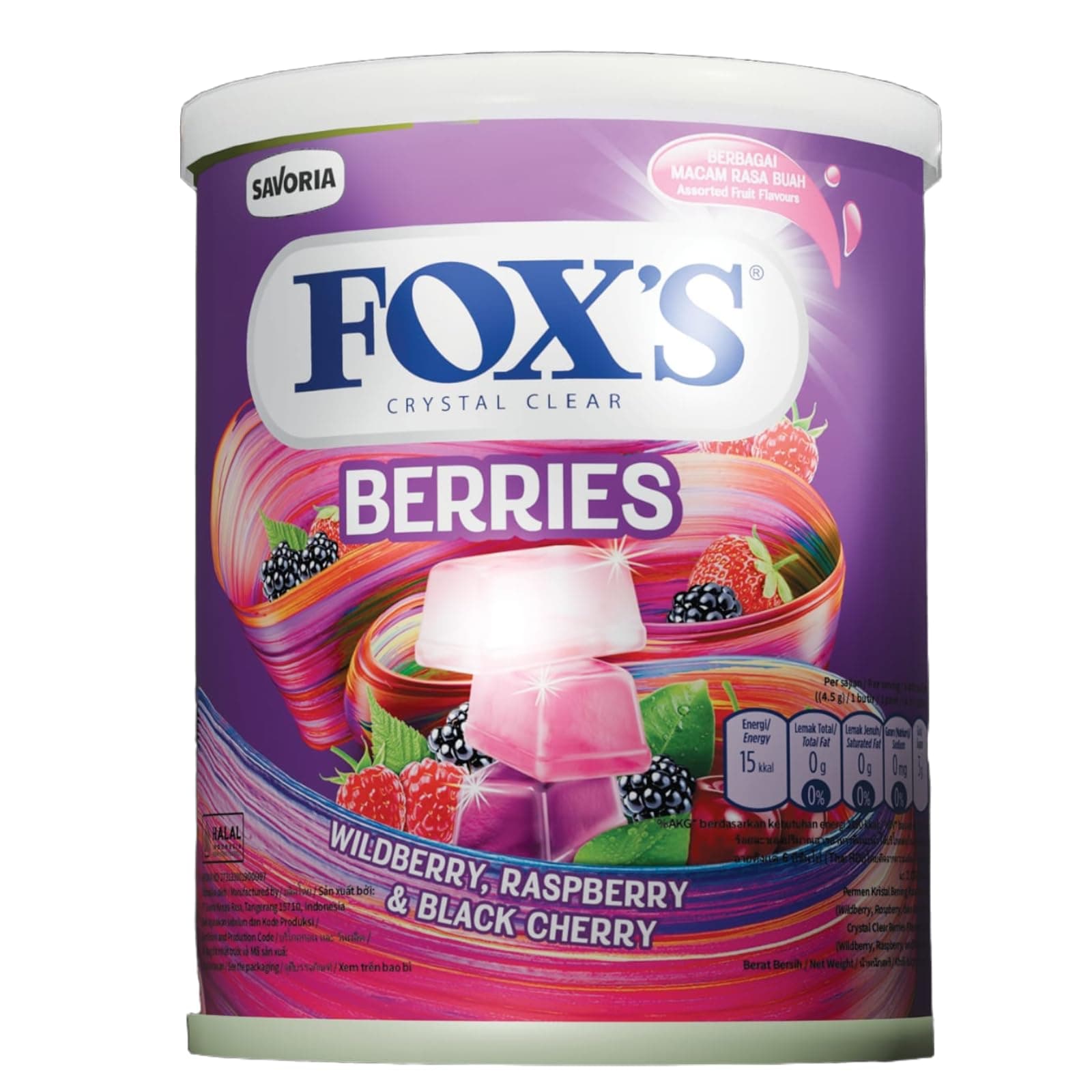 Crystal Clear Berries Candy Tin 170g – Assorted Berry Flavored Hard Candy (Wildberry, Raspberry & Black cherry), Long-Lasting Sweet Treat, Ideal for Sharing, Gifting & Travel, Halal Certified