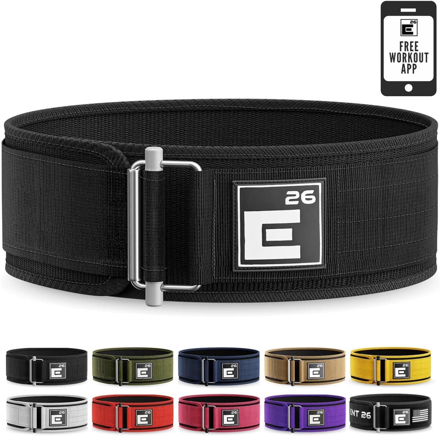 Element 26 Self-Locking Weight Lifting Belt | Premium Weight Lifting Belt for Extreme Functional Fitness, Weightlifting, Olympic Lifting Athletes | Lifting Belt for Men and Women