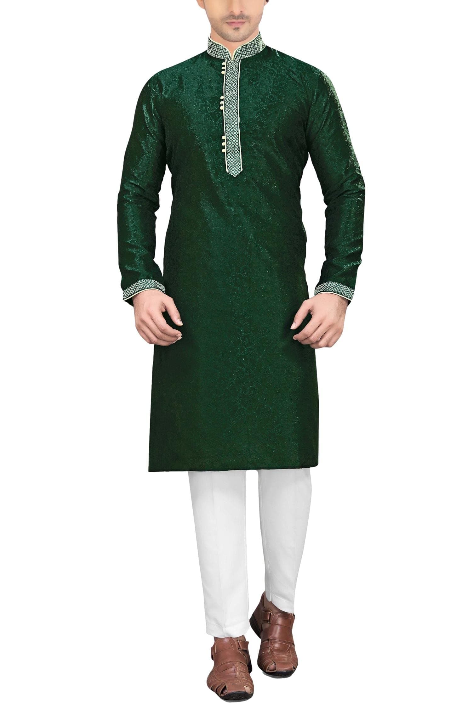 SonishaMen's Green Kurta Pajama Set