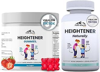 Heightener Capsules + Heightener Gummies - Natural Height Growth Supplement for Kids, Teens and Adults to Increase Bone Strength and Grow Taller | Height Maximizer Pills with L-Arginine, Calcium