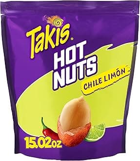 Chile Limon Hot Nuts 15.02 oz Sharing Size Resealable Bag, Chili Pepper & Lime Flavored Mild Spicy Double-Crunch Peanuts