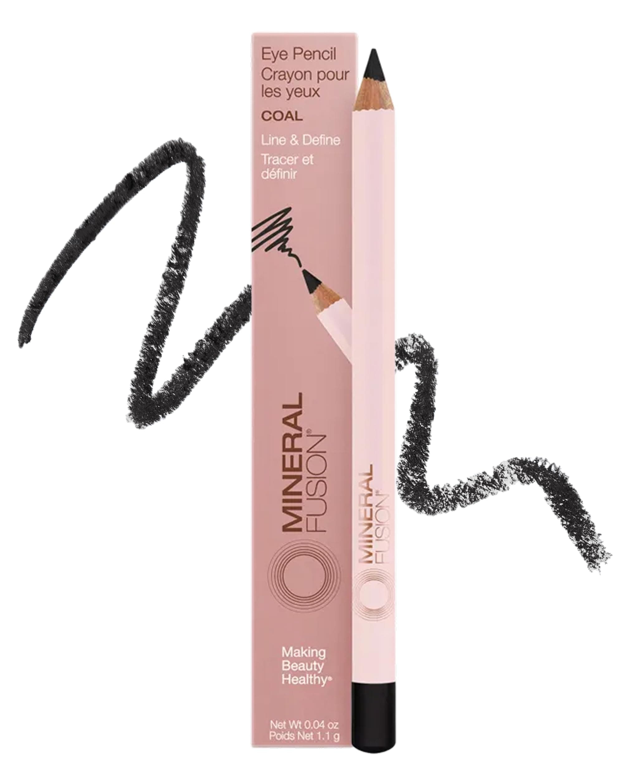 Mineral Fusion Eye Pencil (Black - Coal) - Eyeliner with Soothing Chamomile, Meadowfoam & Vitamin E - Smooth & Long Lasting, Hypoallergenic, Non-Irritating Eye Makeup