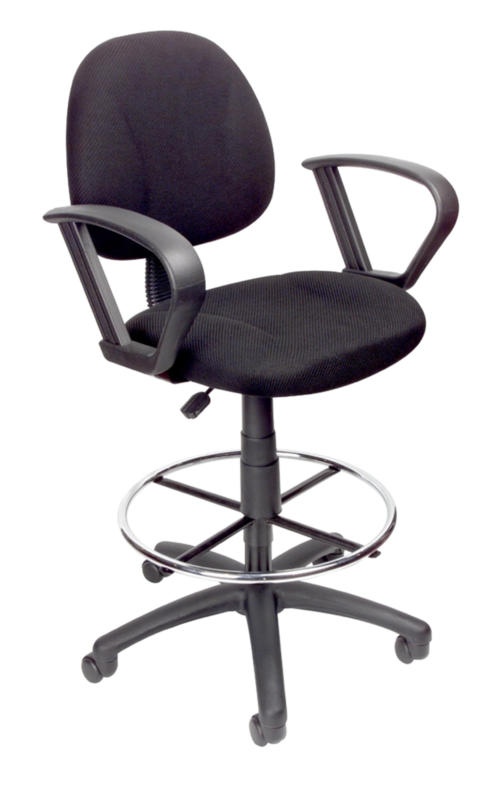 Ergonomic Works Drafting Chair with Loop Arms in Black, Mid-Back