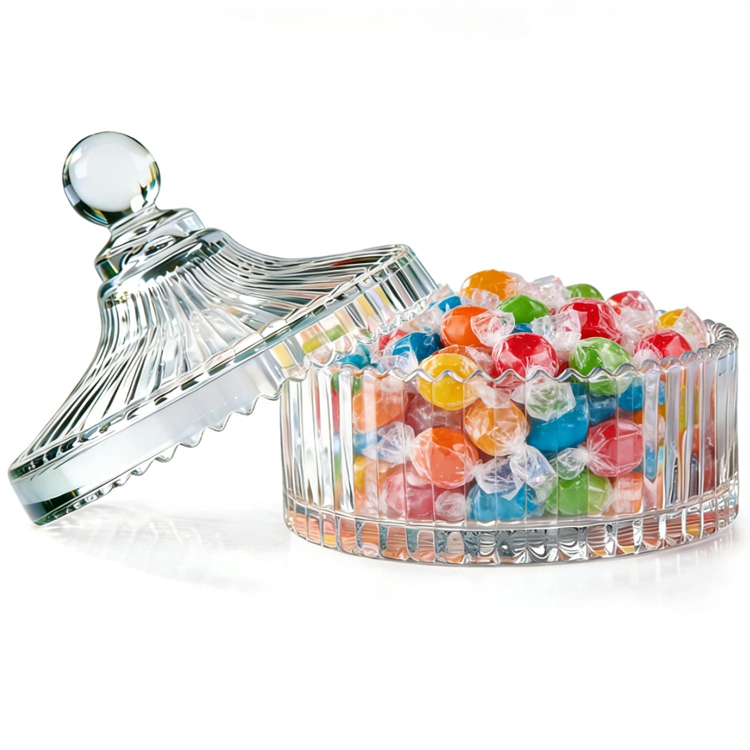 Glass Covered Storage Jar Candy Dish Box (Diameter 5.3")