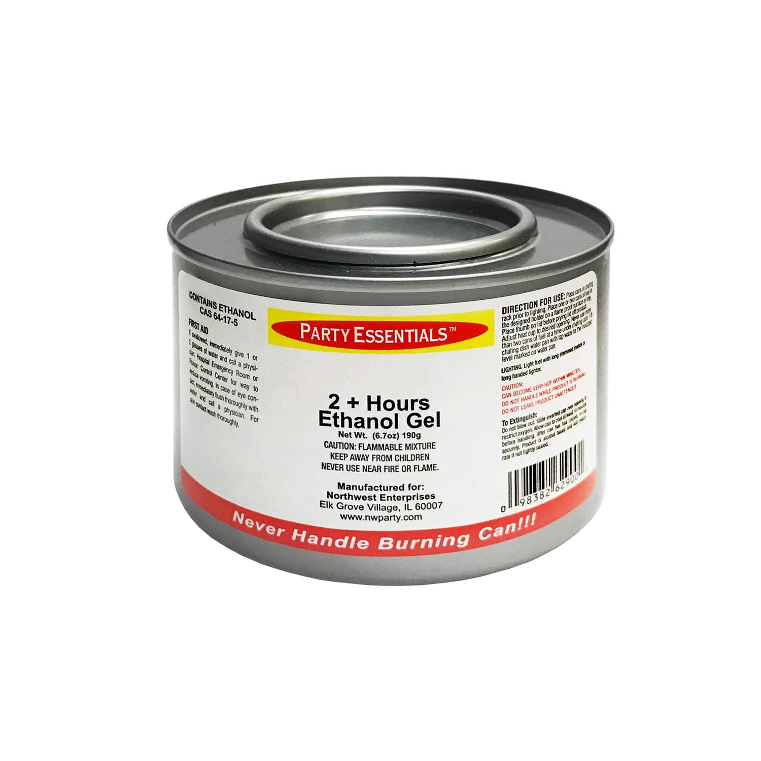 Party Essentials Chafing Dish Jelled Ethanol Warming Fuel, Safe Non-Toxic Fuel/Burn for 2.5 Hours/Buffet Warmer/Food Warming Heated Cans (Pack of 12)