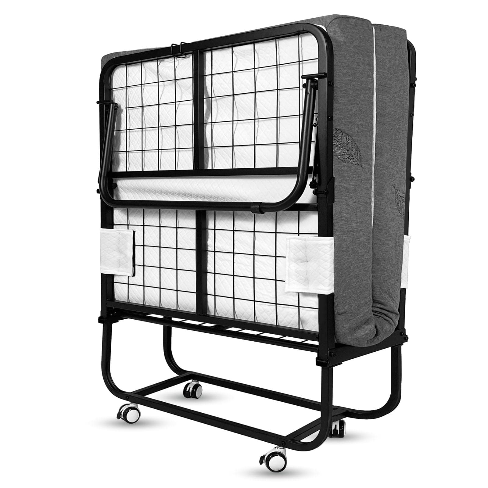 SKY-TOUCH Folding Bed with Memory Foam Mattress, Portable Foldable Beds Strong Sturdy Frame, Rollaway Beds for Home and Office,white,190 * 80cm,00216