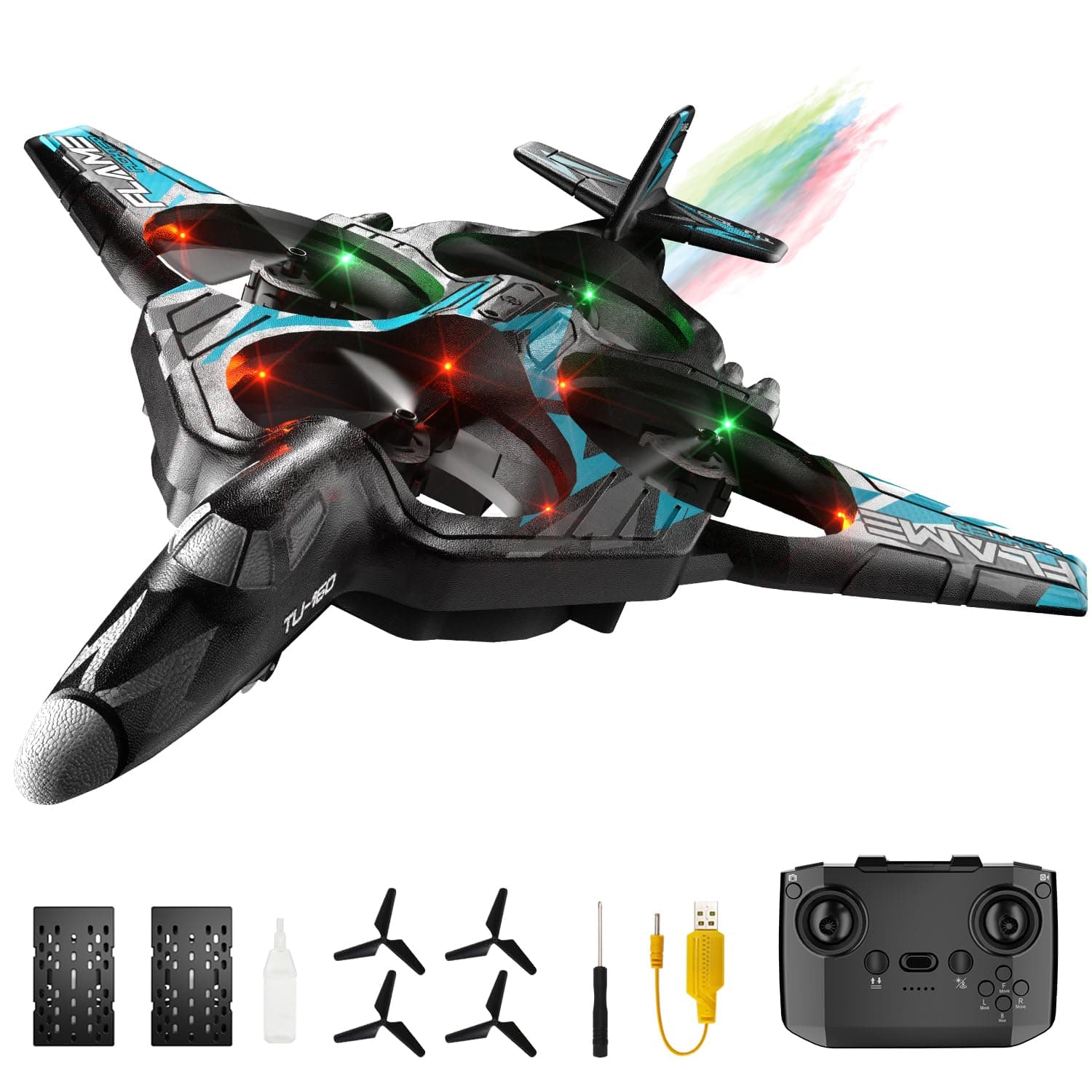 RC Plane 4 Channel, Remote Control Airplane Fighter with 3 Modes, Stunt Roll, Cool Light, Two Batteries, F-22 RC Plane Ready to Fly, Great Jet Aircraft Gift Toy for Boys Kids Adult Beginner