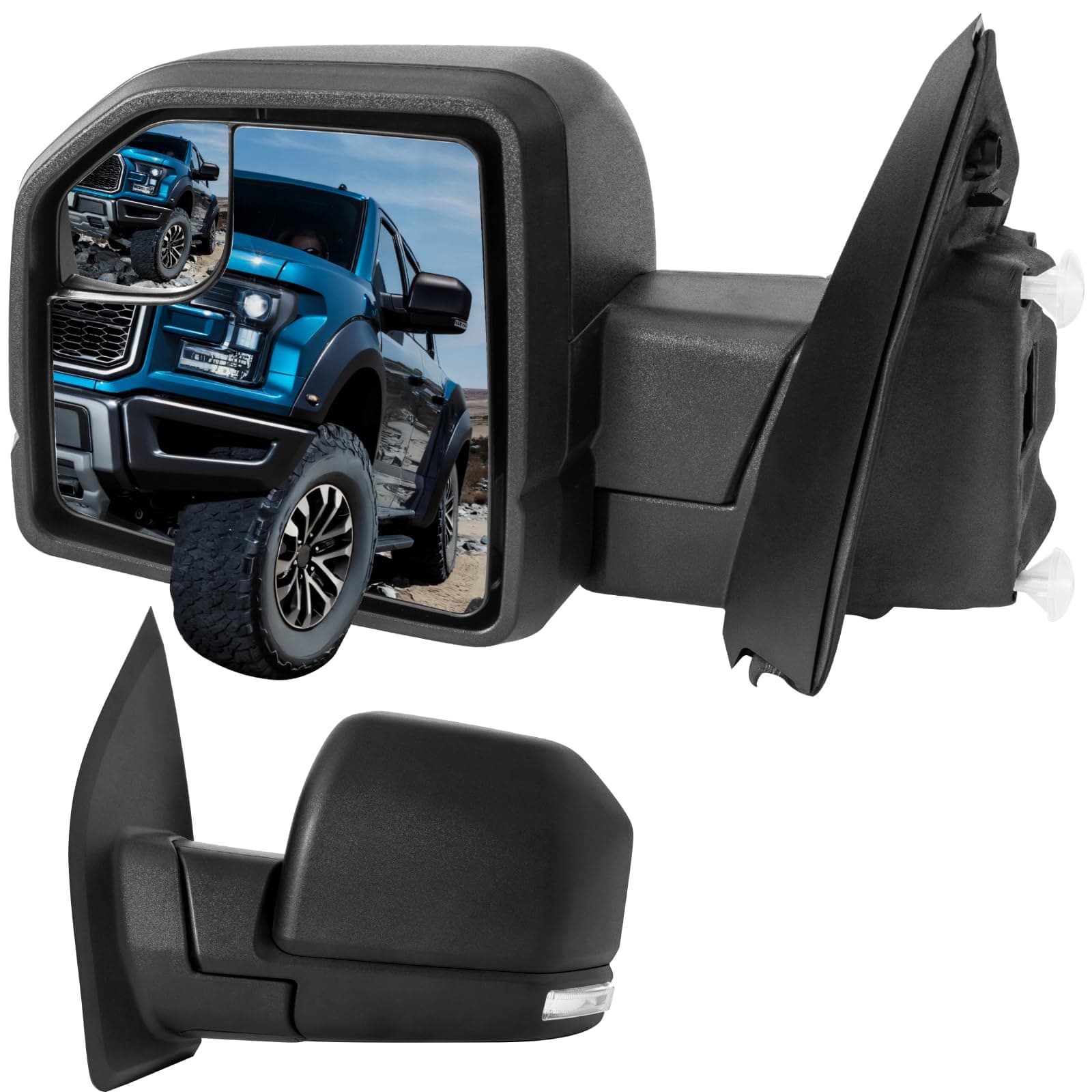 Left Driver Side Mirror Fits Ford F150 Side Mirror 2015 2016 2017 2018 2019 2020 Side View Mirror, w/Heated, Turn Signal Light, 6 pins #FO1320556