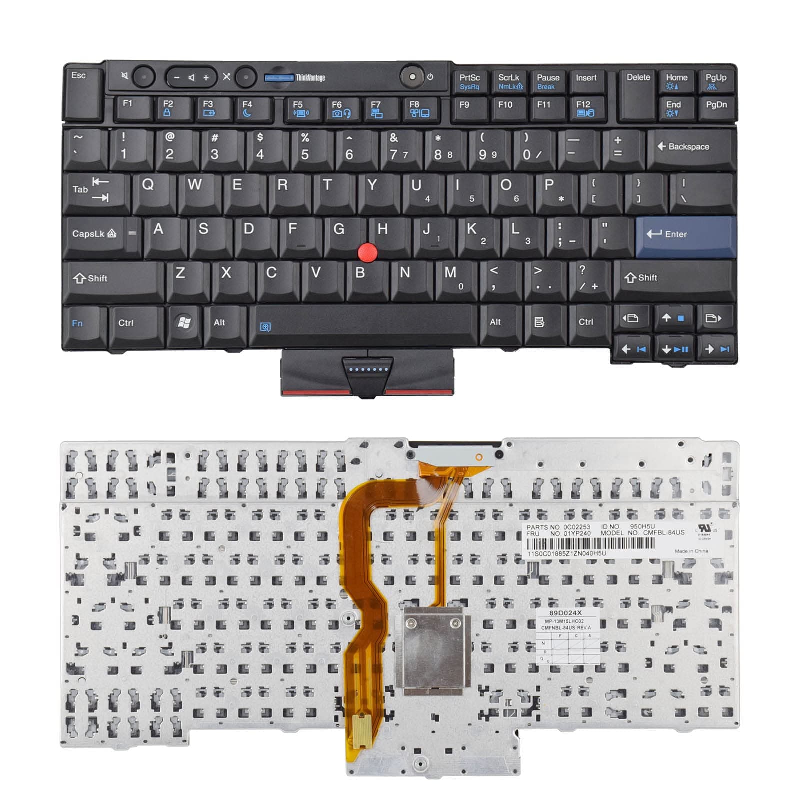 Laptop Keyboard with Pointer Compatible with Lenovo ThinkPad T400S T410 T410S T410I T410SI T420 T420I T420S T510 T510I T520 W510 W520 X220 X220I X220S X220T US Layout Black
