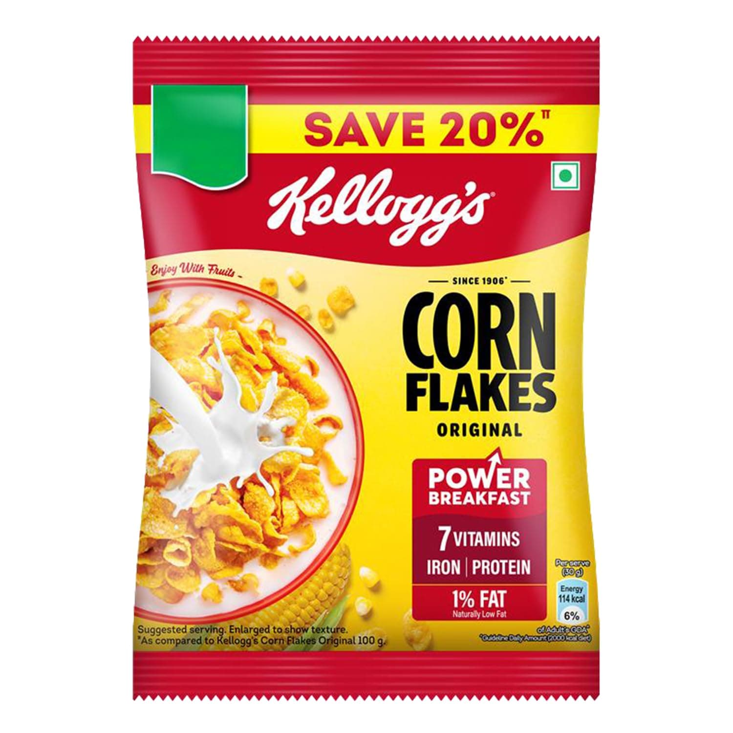 Corn Flakes Original, High in Iron, High in B Group Vitamins, Breakfast Cereals, 53g/60g (Weight May Vary)