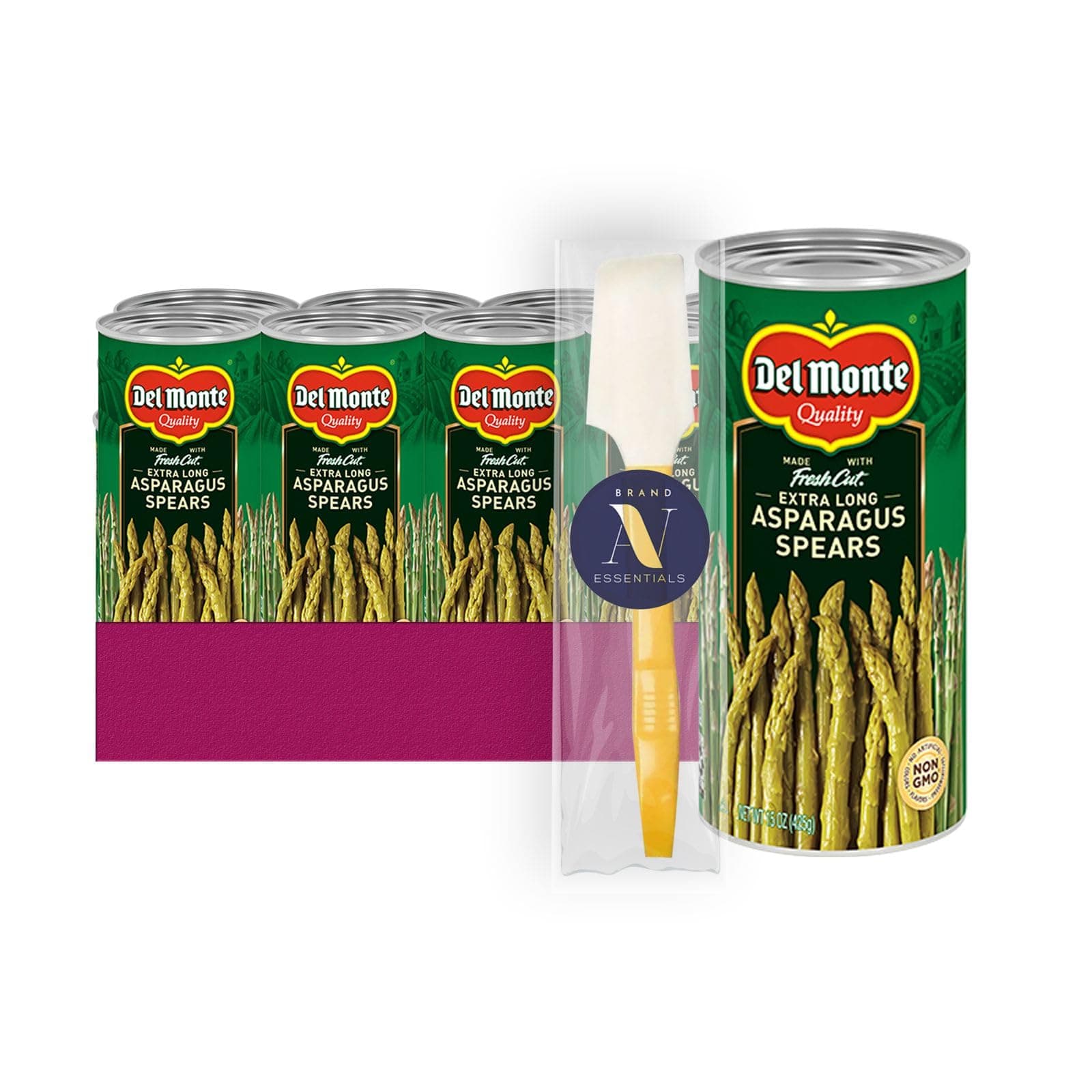 Lavinia Essentials Bundle: 12- Pack of Extra Long Asparagus Spears Canned Vegetables 14.5 oz Can + 1 Utility Prop