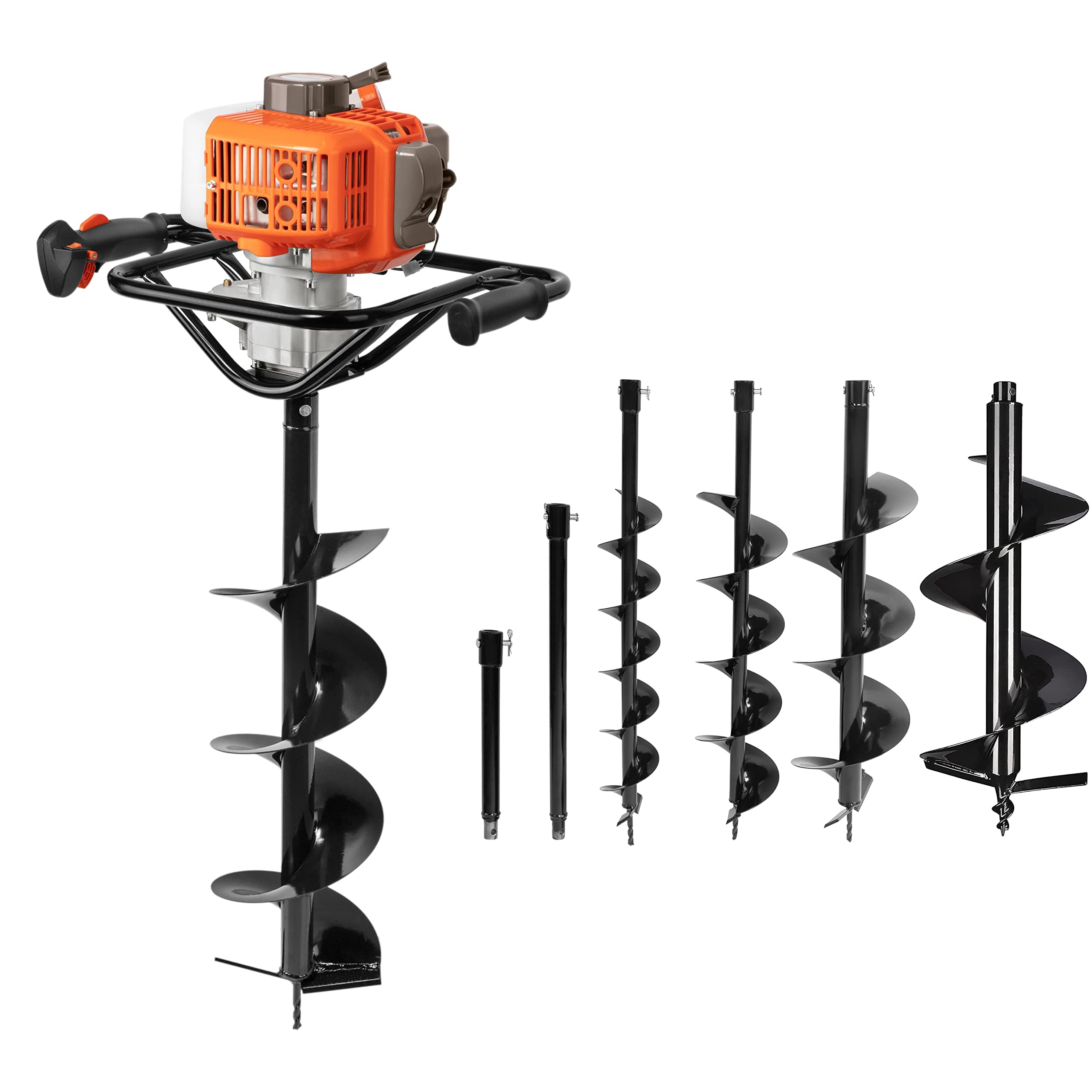 PROYAMA 51.7CC 2 Stroke Gas Post Hole Digger Earth Auger, Ground Drill with 3 bits (4", 6" and 8") + Extention EPA