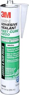 Marine Adhesive Sealant Fast Cure 4200 (06560) – Semi-Permanent Flexible Adhesive Sealant for Boats and RVs, White, Flexible Bonds, Underwater-Safe, 295 mL Cartridge