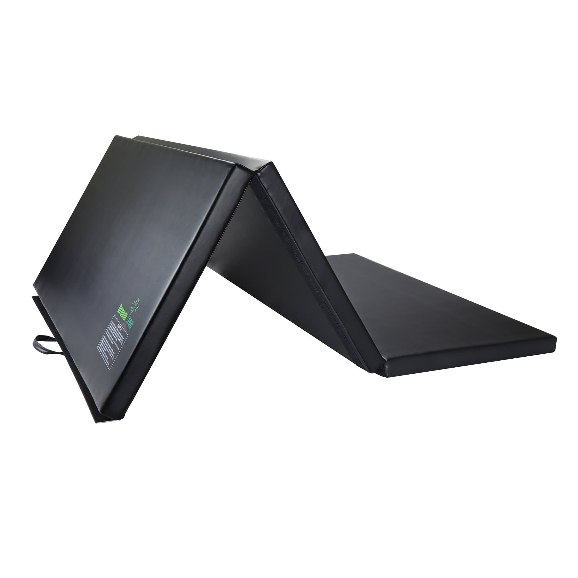 Dream Tree Gymnastics Mat - 4' x 6' Tri Folding Tumbling Mats with Carrying Handles for Home & Gym Execise Workout