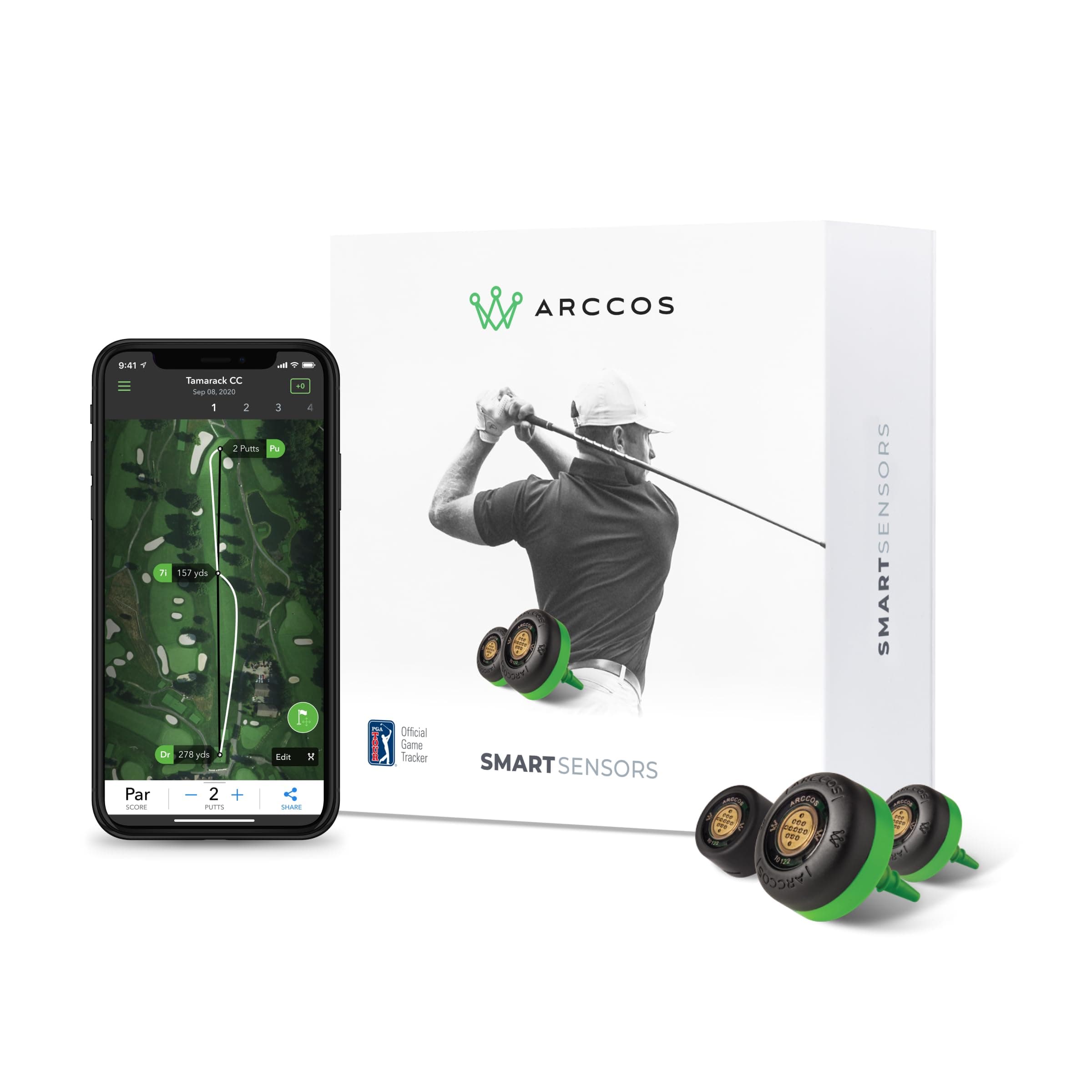 Arccos Smart Sensors: Automatic Golf Game Tracking System, A.I. Powered GPS Rangefinder & Smart Club Distances