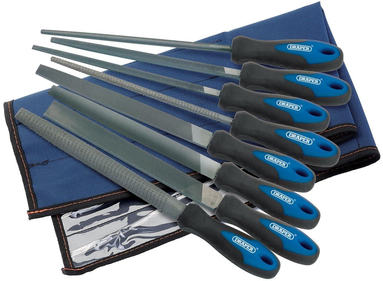 44961 Engineers File and Rasp Set with Soft Grip, 200mm, 8 Pieces , Blue