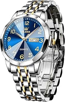 Watch for Men Women Large Face Unisex Diamond Luxury Dress Analog Quartz Stainless Steel Waterproof Luminous Date Business Casual Wrist Watch