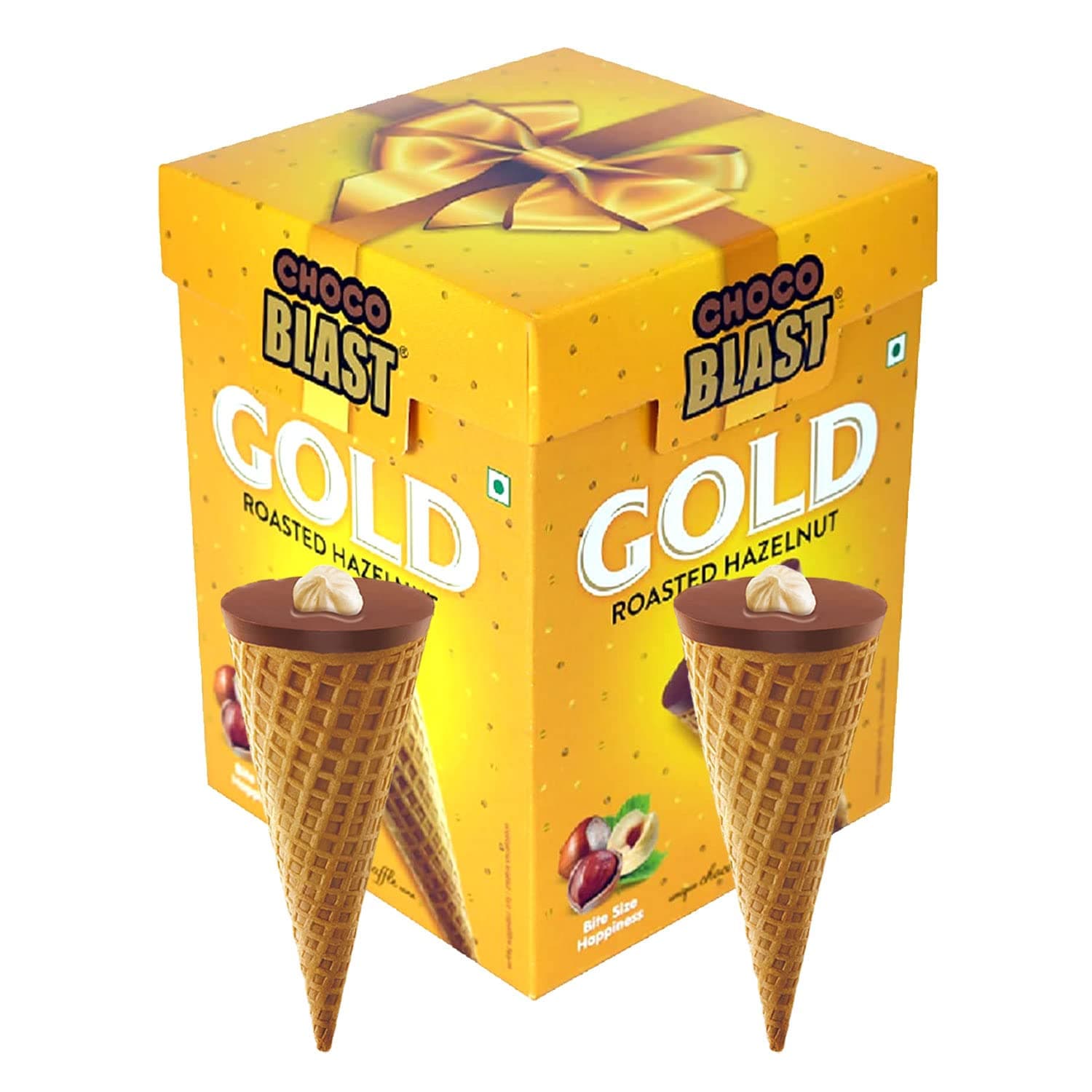 Pure Temptation Chocoblast Choco-Filled Waffle Cone [10 Pieces Chocolate Box] Snacks for Kids & Adults - Non-Meltable Holi Gift Pack - Individually Wrapped Chocolate Cone Bites - Roasted Hazelnut